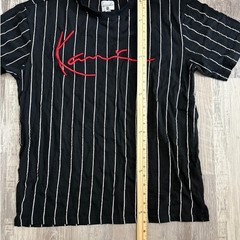 Karl Kani Black & White Pinstripe Embroidered Logo Short Sleeve Tee Mens Size M
