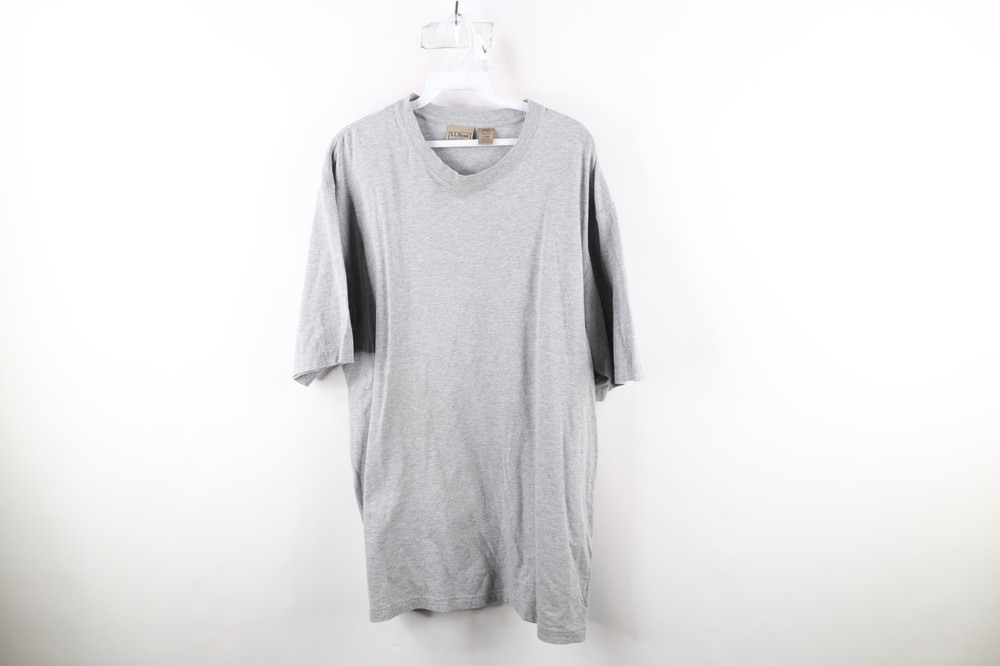 Vintage LL Bean Mens Large Blank Baggy Fit Short Sleeve T-Shirt Heather Gray