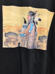 Indian Motif Mens T Shirt Size L. Black Short Sleeve Buffalos