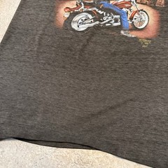 Vintage 1990 Harley Davidson 3D Emblem Cut Off Tee Shirt Large Peru Illinois
