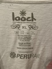Peru Rail White Graphic Shirt Size XL Frutiger Metro Passenger Train Inca Empire