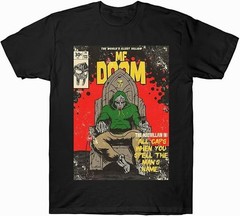 MF Doom Short Sleeve T-shirt Black Cotton Tee Vintage Gift For Men Women -Large