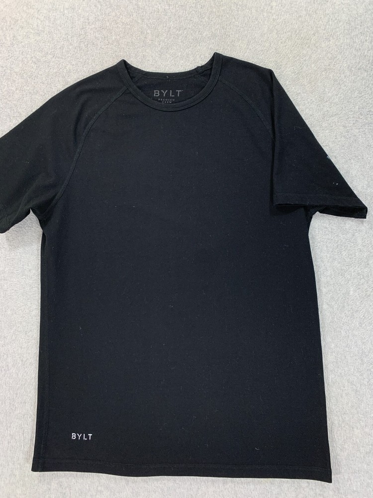 Bylt Premium Crew Poly/Cotton Blend Short Sleeve Tee Shirt (Men’s Medium) Black