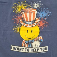 VTG Wal-Mart Smiley Uncle Sam “I Want To Help You” Hanes T Shirt Store 944 Sz 3X