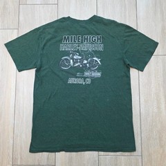 Harley Davidson T Shirt Mens L Green Mile High Aurora CO Dealer Biker Graphic