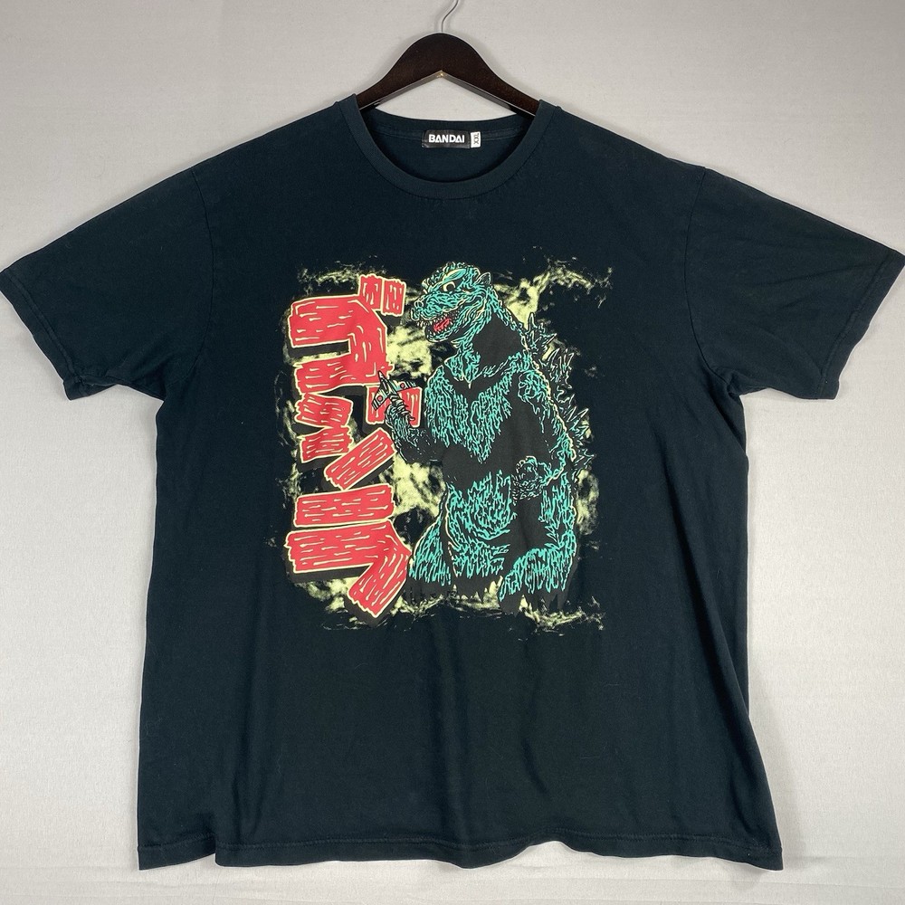 Bandai Godzilla T-Shirt XXL (L-XL US Size) Graphic Mens Black Cotton Toho Co
