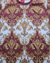 Victorious Los Angeles Rhinestone Baroque T-Shirt – Burgundy Gold – Size: Small