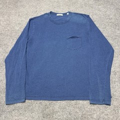 Buck Mason Long Sleeve Pocket Indigo Blue 00% Cotton Crew Neck Men XL BM11137
