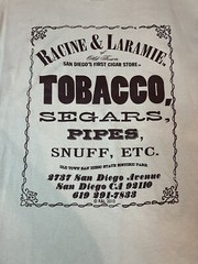 Racine & Laramie Tobacco Store T-Shirt. Large. San Diego’s First Cigar Shop.
