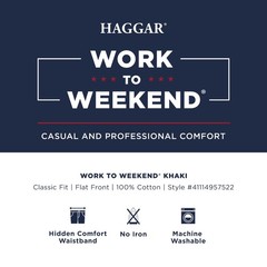Haggar Men’s Work To Weekend No Iron Flat Front Pant Mens 41114957522 Size 38W