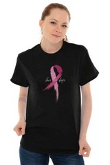 Hope Breast Cancer Pink Ribbon Strong Fight Womens Graphic Crewneck T Shirt Tee