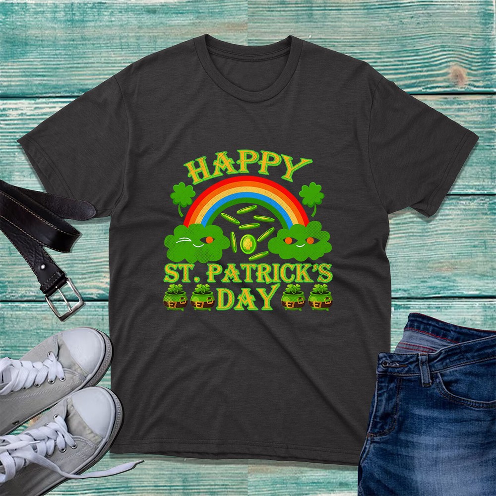 Happy St. Patrick’s Day T-Shirt Rainbow Shamrock St Paddys Day Irish Gift Top