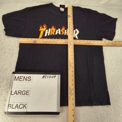 Thrasher Magazine Crew Neck Graphic T Shirt Mens Size Large L Black Yellow White