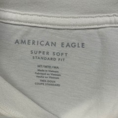 American Eagle T-Shirt Cotton Jersey Minimalist Casual White Medium Tall