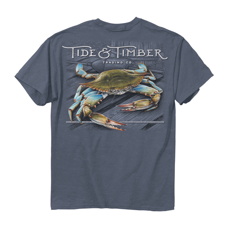 Tide & Timber Crab Fishing Crabbing Outdoors Nature Animals Men’s Tee Shirt 3146