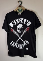 The Walking Dead Negan Skull Crossed Lucille Bats T-Shirt Licensed UK Large 2017