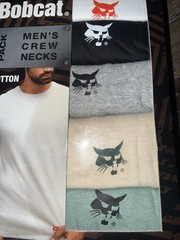 Bobcat ~ Mens 5-Pack T-Shirts Crew Neck Cotton Blend Cat Logo ~ XL (42-44)