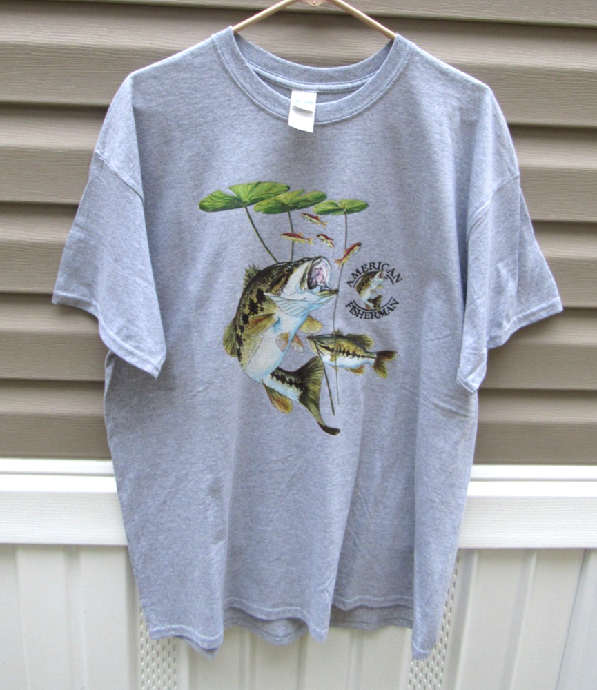 American Fisherman bass short sleeve gray T shirt – XL
