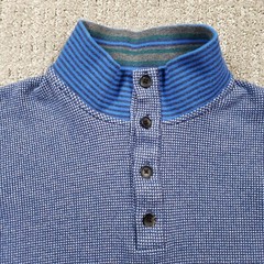 Robert Graham Shirt Mens Large Blue Thermal Henley Contrast Collar