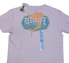 Reel Life Men’s Large T Shirt Short Sleeve Marlin Ocean Washed Pink Tee Lot A