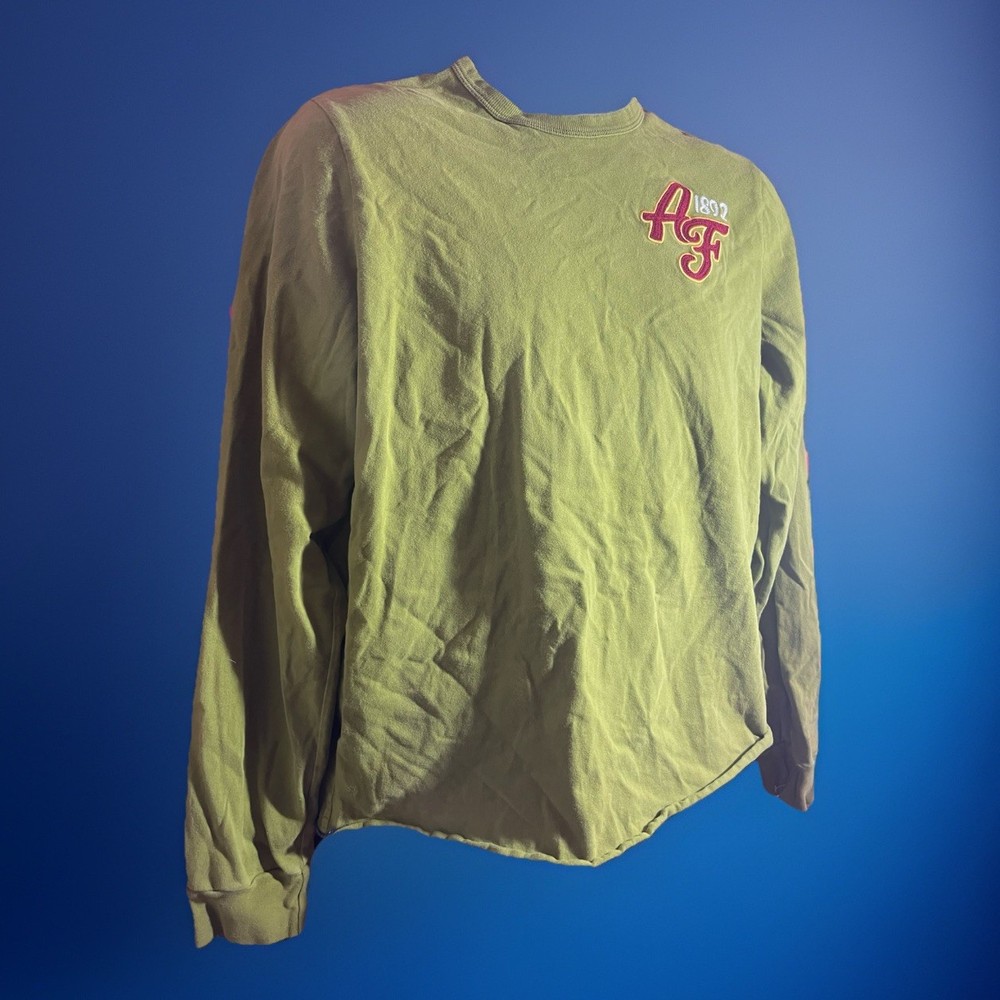 Abercrombie & Fitch VTG Long Sleeve Tee Apple Green Chest Logo Men’s Size Large
