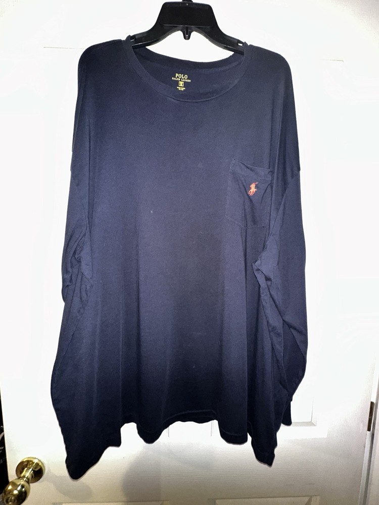 Polo Ralph Lauren Men’s T-Shirt Sz 2XB Navy Blue Long Sleeve Classic Casual NWT