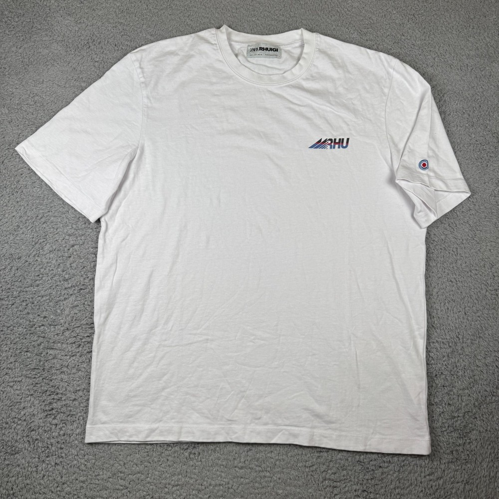 Zara x RHUDE Shirt Mens Large White Short Sleeve Tee Rhuigi Heavy Cotton Basic