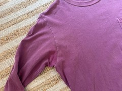 Velva Sheen Long Sleeve Pocket Tee Large Garment Dyed Plum