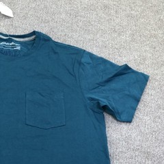 Eddie Bauer Shirt Mens Medium Meridian Blue Pocket Tee Tagless Sample Cotton