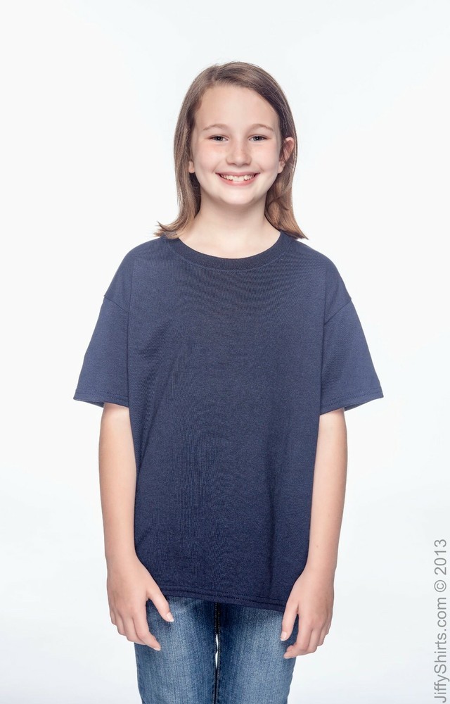 G800B Gildan YOUTH dry Blend 5.6 Oz 50/50 Blend NAVY Plain T/Shirt