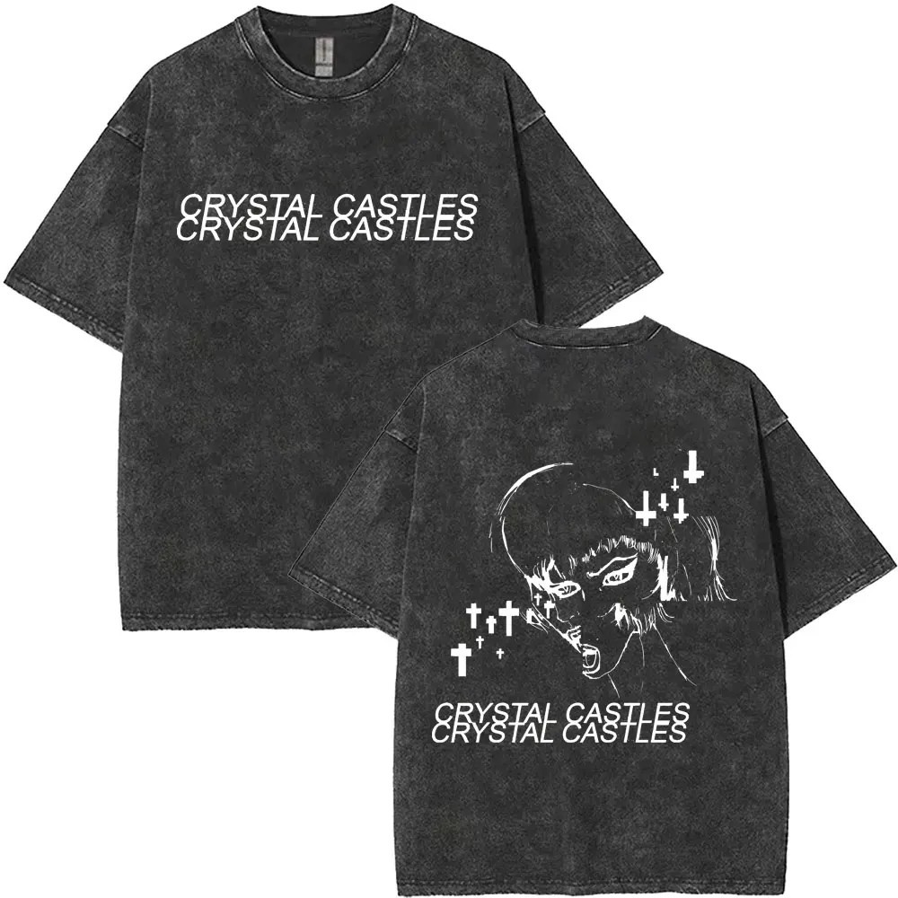 Crystal Castles T-Shirts Graphic Print Washed 100% Cotton Tees