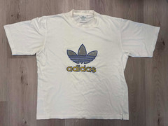 Vintage Adidas 90s Reflective Trefoil Logo White T-Shirt Men’s XL Extra Large