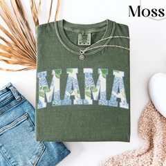 Custom Floral Mama Shirt Comfort Colors Hydrangea Blue Mama Shirt Trendy Mama