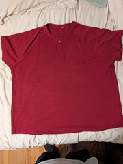Evervibe Men’s Big & Tall Ribbed Henley Shirt – SS Raglan Tee 5X (Wine Red)