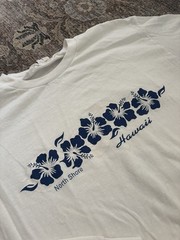 North Shore Hawaii Blue and White Flower long sleeve large Hanes shirt