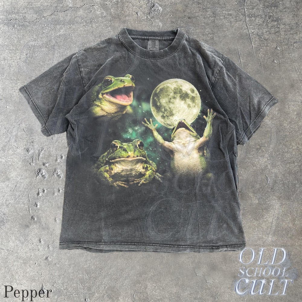 Frog Moon Vintage Graphic T Shirt Retro Amphibian Nature Tee Cottagecore Gift