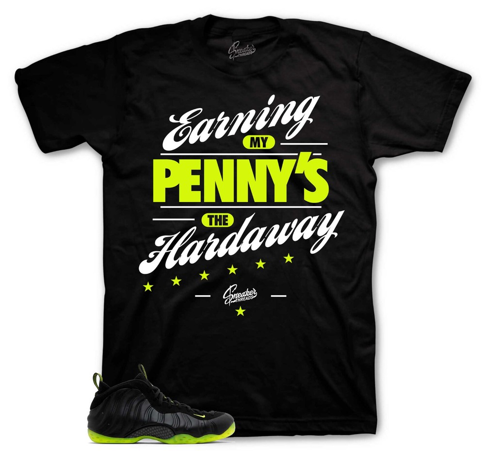 Sneaker Tees To Match Foamposite Volt Black Sneakers – Earning Pennies Shirts