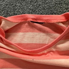 Unbranded T-Shirt Mens Size M Peach Pink Striped Short Sleeve Pocket Crest Fair