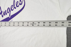 Vintage 90s Los Angeles Script Spellout T-Shirt Mens XL White Purple All Sport