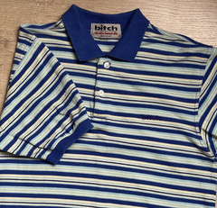 Vintage Bitch Skateboards Striped Button Up Polo T Shirt Men’s Size Medium 90S