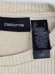 Claiborne Mens Striped Short Sleeve Crewneck T-Shirt Beige/Brown Large