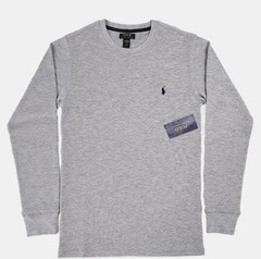 NWT- POLO RALPH LAUREN Mens Waffle Knit Thermal Long Sleeve Shirt-LT GREY- S-XXL