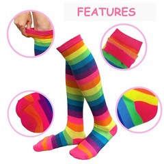 1 Pair Women Cotton Striped Activewear Knee-High Socks Tube Long Stretch