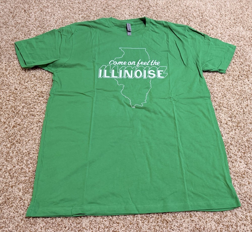 Next Level Apparel Men’s Short Sleeve Size XL Green, Come On Feel The Illinois
