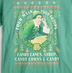 ELF WILL FARREL CHRISTMAS Four Food Groups T-Shirt MENS XL Holiday Movie