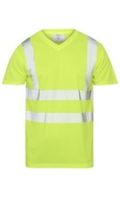 New Mens Hi Vis Viz Visibility Short Sleeve Safety Work Crew Neck Hi Viz T-Shirt