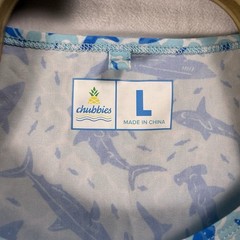 Chubbies Shirt Men Large Blue Shark Print Beach Tank Top Beach Vacation Retro