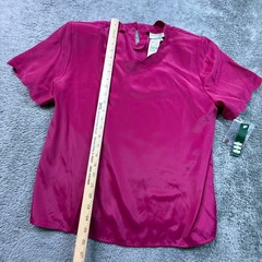 Vintage 90s Sara Stephen Satin Blouse Magenta Pink NWT Meier Frank Womens L