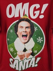 Elf Christmas Shirt Size Medium OMG Santa! Red Short Sleeve T-Shirt Holiday