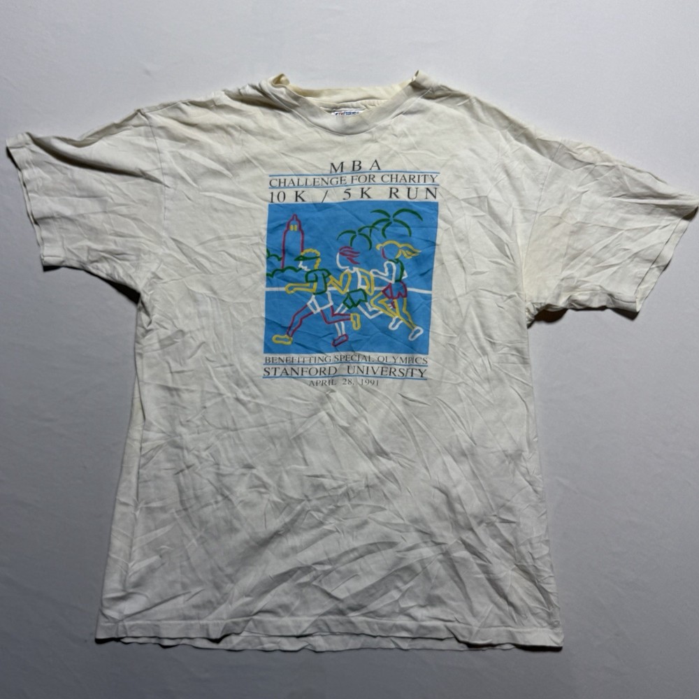 Vintage 1991 Stanford MBA Charity Run Tee General Mills Special Olympics XL